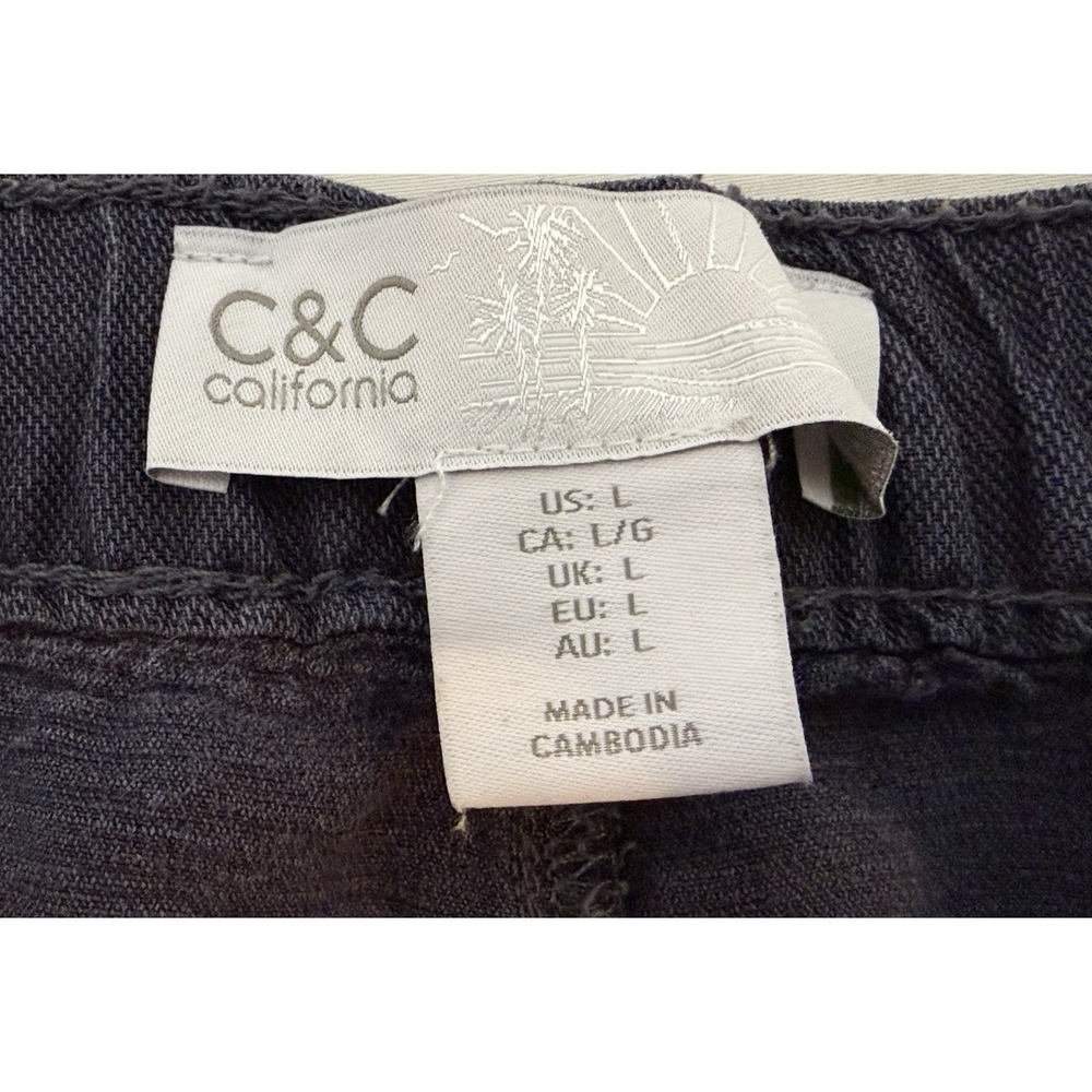 NWT C&C California Grey Cargo Pants Large Elastic Waist Linen Blend New NWT - Picture 8 of 9